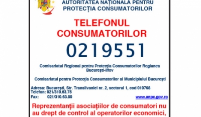 Telefonul consumatorului Protecția Consumatorilor 021 9551