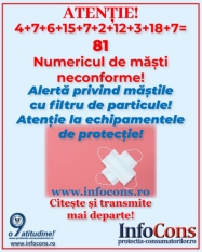 Alerta masti neconforme - protectia consumatorilor! Numarul mastilor de protectie neconforme ajunge la 81!!!